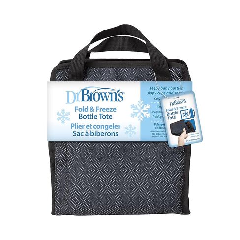 Dr. Brown’s Fold & Freeze Bottle Tote, Breastfeeding Essential Cooler Bag, 6 Baby Bottles Milk Storage - Black in Kuwait