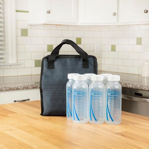 Dr. Brown’s Fold & Freeze Bottle Tote, Breastfeeding Essential Cooler Bag, 6 Baby Bottles Milk Storage - Black in Kuwait