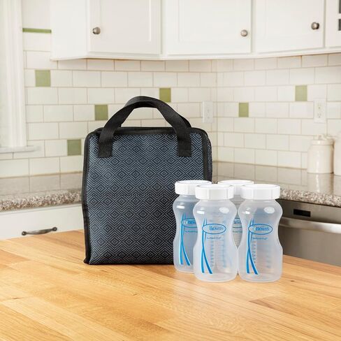 Dr. Brown’s Fold & Freeze Bottle Tote, Breastfeeding Essential Cooler Bag, 6 Baby Bottles Milk Storage - Black in Kuwait