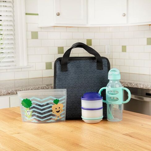 Dr. Brown’s Fold & Freeze Bottle Tote, Breastfeeding Essential Cooler Bag, 6 Baby Bottles Milk Storage - Black in Kuwait