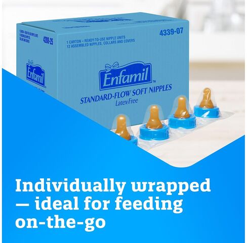 Enfamil Standard Flow Soft Nipples, Latex-Free & BPA Free, 12 Count in Kuwait