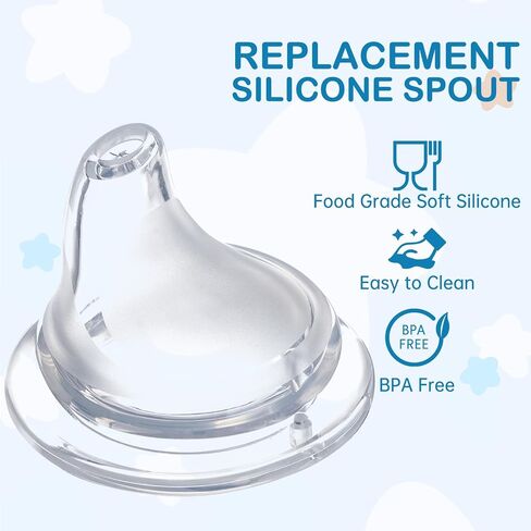 4Pack Replacement Silicone Spout Compatible with NUK, Soft Spout Replacement for NUK Active and Learner Cups, Easy Transition from Bottle to Cup, No Spill for Sippy Cup Nipples in Kuwait