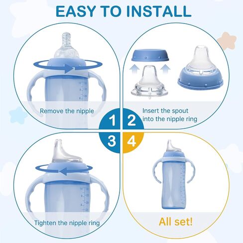 4Pack Replacement Silicone Spout Compatible with NUK, Soft Spout Replacement for NUK Active and Learner Cups, Easy Transition from Bottle to Cup, No Spill for Sippy Cup Nipples in Kuwait