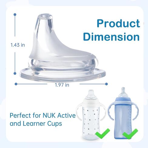 4Pack Replacement Silicone Spout Compatible with NUK, Soft Spout Replacement for NUK Active and Learner Cups, Easy Transition from Bottle to Cup, No Spill for Sippy Cup Nipples in Kuwait
