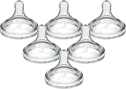 Dr. Brown’s Natural Flow® Level 2 Wide-Neck Baby Bottle Silicone Nipple, Medium Flow, 3m+, 100% Silicone Bottle Nipple, 6 Pack in Kuwait