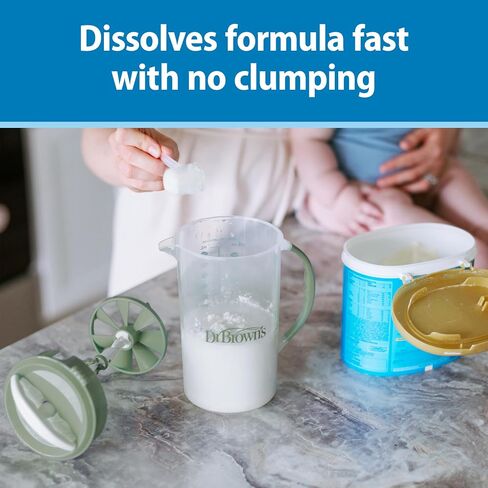Dr. Brown's Baby Formula Mixing Pitcher with Adjustable Stopper, Locking Lid, & No Drip Spout, 36oz, BPA Free, Olive in Kuwait