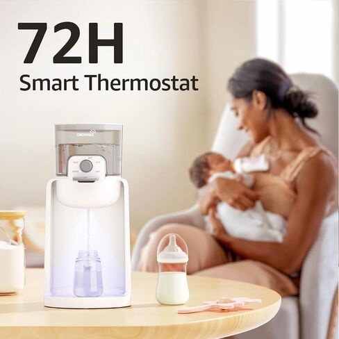 Grownsy Instant Baby Bottle Warmer with Night Light, Precise 4-Temp Control | Warm Water Ready in Seconds, Formula Preparation Made Easy, 72H Smart Thermostat, Detachable Tank, Midnight Feeding Essential in Kuwait