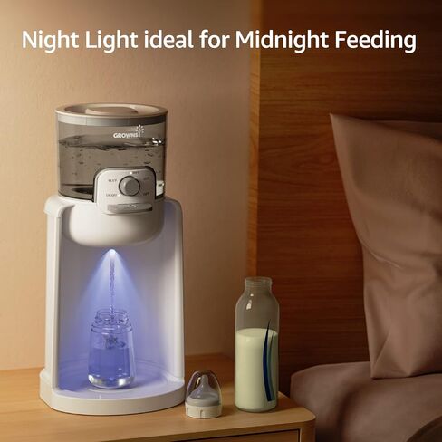 Grownsy Instant Baby Bottle Warmer with Night Light, Precise 4-Temp Control | Warm Water Ready in Seconds, Formula Preparation Made Easy, 72H Smart Thermostat, Detachable Tank, Midnight Feeding Essential in Kuwait