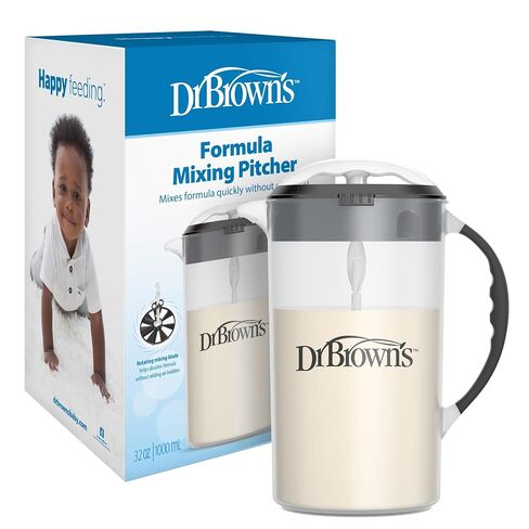 Dr. Brown's Baby Formula Mixing Pitcher with Adjustable Stopper, Locking Lid & No Drip Spout, Black, BPA Free, 36oz, 1 Pack in Kuwait