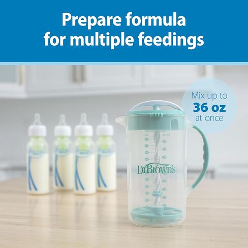 Dr. Brown's Baby Formula Mixing Pitcher with Adjustable Stopper, Locking Lid & No Drip Spout, Black, BPA Free, 36oz, 1 Pack in Kuwait