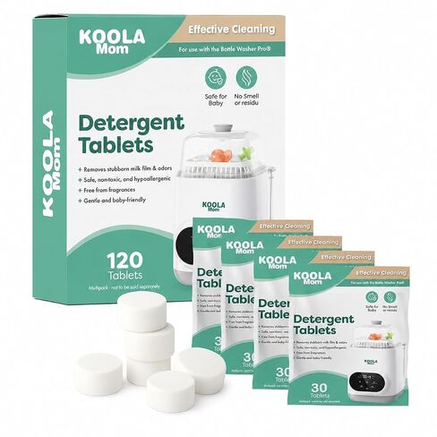 Detergent Tablets for Bottle Washer (120 Count) Deep Cleaning Compatible with Momcozy, Baby Breeza, Grownsy & All Bottle Washers - Removes Milk Residue from Bottles & Pump Parts in Kuwait