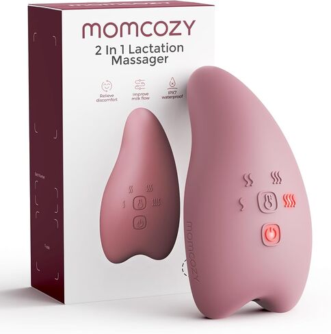 Momcozy A1Pro Lactation Massager with Heat, Deep Vibration, Cozy Red, 1PCS | Rapid Heating, Clog Relief, Efficient Pumping, Breastfeeding Essentials, Memory Function, Fast Charging, Nursing, Soothing in Kuwait