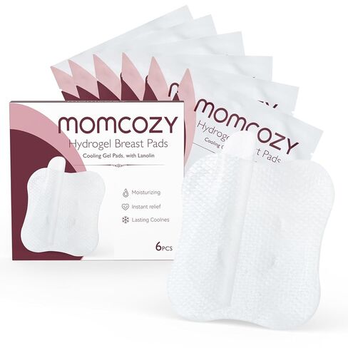 Momcozy Hydrogel Nursing Pads,Cooling Relief,Breastfeeding Essentials 6pcs | Nipple Pads with Lanolin, Instant Cooling Relief, Support for Breastfeeding and Pumping, Individually Wrapped in Kuwait