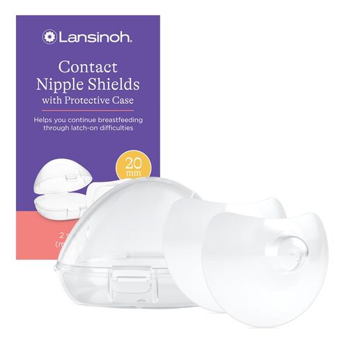 Lansinoh Contact Nipple Shields for Nursing Mothers, Ultra-Thin Soft & Flexible Silicone Shields for Sensitive Nipples and Latch-On Support (0.79 inch or 20mm), with Case, 2 Count in Kuwait