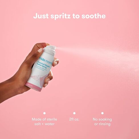 Frida Mom Saline Spray for Cracked Nipples, Breastfeeding Essentials for New Moms, Gentle for Baby and Mom, Spray to Heal Sore, Cracked Nipples, 2 fl oz in Kuwait
