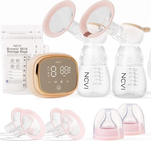 NCVI Electric Breast Pump 8782, Portable Hospital-Grade Double Pump | 4 Modes 9 Levels, Anti-Backflow, Rechargeable Quiet Breastfeeding Pump for Efficient Comfortable Use at Home, Work or Travel in Kuwait