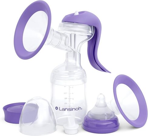 Lansinoh Manual Breast Pump, Breast Feeding Hand Pump with Comfortable Flange, Includes 5oz Baby Bottle with Slow Flow Nipple, Breastfeeding Essentials in Saudi Arabia