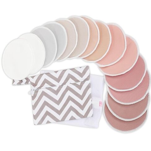 14-Pack Reusable Nursing Pads for Breastfeeding (Lovelle, L 4.8") | Soft & Absorbent, 4-Layers, Washable Breast Pads for Leaking Milk, Viscose from Bamboo Breastfeeding Essentials, Nipple Cover in Saudi Arabia