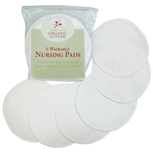 TL Care Nursing Pads Made with Organic Cotton, Natural Color, 6 Count | Soft, Breathable & Washable Breast Pads – Super Absorbent, Stay Dry Breastfeeding Essential for Moms in Kuwait