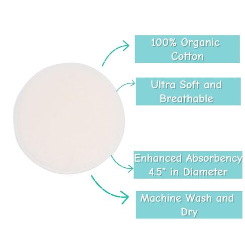 TL Care Nursing Pads Made with Organic Cotton, Natural Color, 6 Count | Soft, Breathable & Washable Breast Pads – Super Absorbent, Stay Dry Breastfeeding Essential for Moms in Kuwait