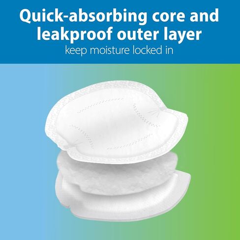 Dr. Brown's Disposable Breast Pads for Leakproof Protection, Absorbent and Discreet Nursing Pads with Adhesive Strips for Day or Night, 60 Count (Pack of 1) in Kuwait
