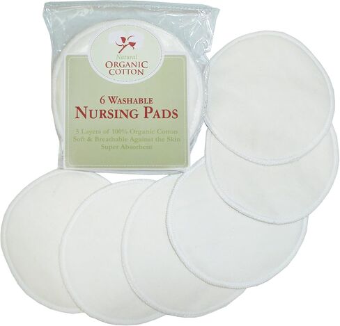 TL Care Nursing Pads Made with Organic Cotton - Soft, Breathable, Absorbent & Washable, Natural Color, 12 Count | Soft, Breathable & Washable Breast Pads – Super Absorbent, Stay Dry Breastfeeding Essential for Moms in Kuwait