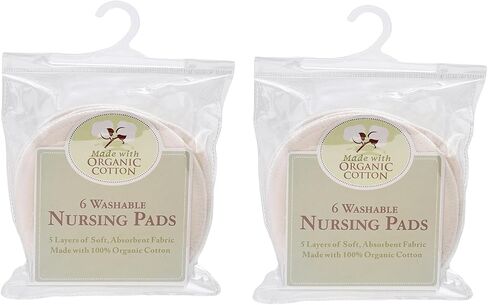 TL Care Nursing Pads Made with Organic Cotton - Soft, Breathable, Absorbent & Washable, Natural Color, 12 Count | Soft, Breathable & Washable Breast Pads – Super Absorbent, Stay Dry Breastfeeding Essential for Moms in Kuwait