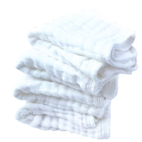 Synrroe Burp Cloths Large, Muslin Burp Cloths for Baby, Extra Absorbent and Soft, 6 Layers 20 by 10 Inches 100% Cotton (White Large 4 Pack) in Kuwait
