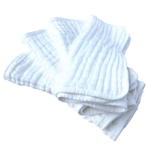 Synrroe Burp Cloths Large, Muslin Burp Cloths for Baby, Extra Absorbent and Soft, 6 Layers 20 by 10 Inches 100% Cotton (White Large 4 Pack) in Kuwait