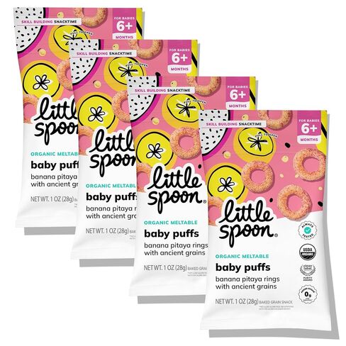 Little Spoon Kale Apple Meltable Baby Puffs, 1 Oz Bag, 4 Pack | Organic Corn Quinoa Sorghum, No Added Sugar Snacks, No Rice, Encourages Self-Feeding, For Babies 6+ Months in Kuwait