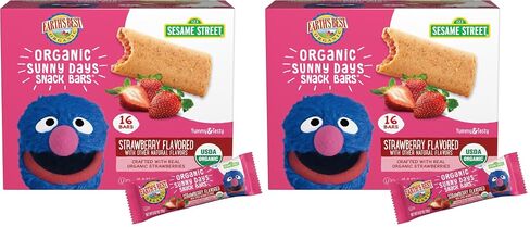 Earth's Best Organic Kids Snacks, Sesame Street Toddler Snacks, Organic Sunny Days Snack Bars for Toddlers 2 Years and Older, Strawberry with Other Natural Flavors, 16 Bars Per Box in Kuwait