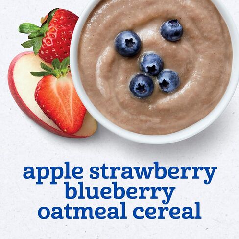 Gerber Stage 2 Apple Strawberry Blueberry with Oatmeal, 4 Oz, 16 Pack | Stage 2 baby cereal with mixed grain; apple strawberry blueberry with oatmeal; 8 x 4 oz tubs in Kuwait