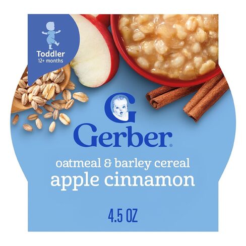 Gerber Oatmeal and Barley Apple Cinnamon Cereal, Toddler Oatmeal, Iron, Whole Grains, 8PK in Kuwait