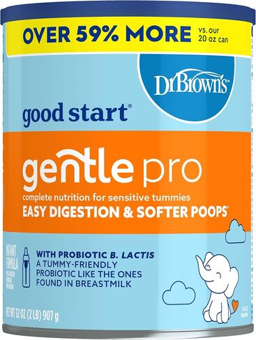 Good Start | Dr. Brown’s Gentle Pro, Baby Formula Powder for Sensitive Tummies, Easy Digestion & Softer Poops, Formula with Probiotics, DHA, Allergen Lactose, Milk, Soy,Tree Nuts,Non-GMO,32 OZ, 1 Pack in Kuwait