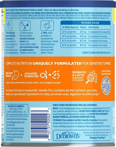 Good Start | Dr. Brown’s Gentle Pro, Baby Formula Powder for Sensitive Tummies, Easy Digestion & Softer Poops, Formula with Probiotics, DHA, Allergen Lactose, Milk, Soy,Tree Nuts,Non-GMO,32 OZ, 1 Pack in Kuwait