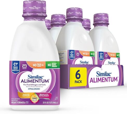 Similac Alimentum With 2'-FL HMO, Hypoallergenic Ready-to-Feed Baby Formula | Infant formula for babies with food allergies & colic due to protein sensitivity, in 8-fl-oz, 24 pack in Kuwait