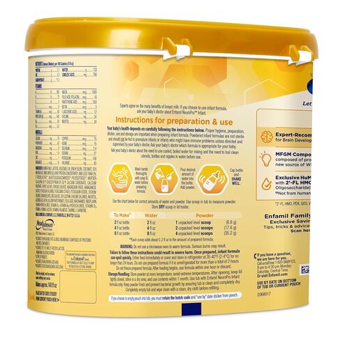 Enfamil, NeuroPro Baby Formula, Brain Building Duo DHA and Mfgm, Exclusive Immune Supporting HuMO6 Blend, Powder Infant Formula, Baby Milk, 20.7 Ounce in Kuwait