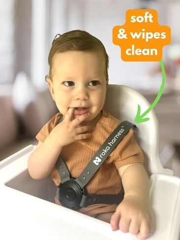 5 Point Silicone High Chair Harness - Wipe Clean - Gray | Easy-Wipe Silicone in Kuwait