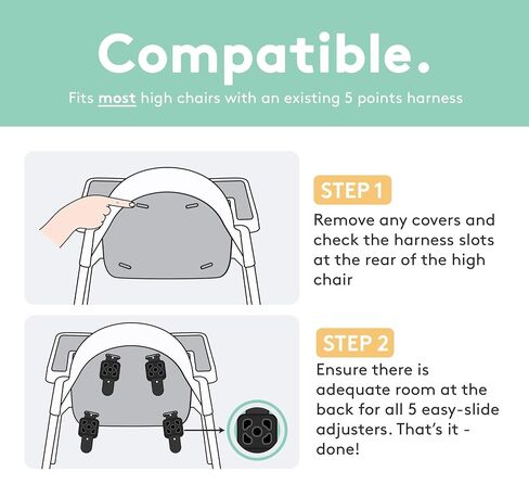 5 Point Silicone High Chair Harness - Wipe Clean - Gray | Easy-Wipe Silicone in Kuwait