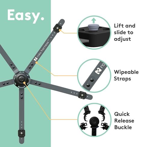 5 Point Silicone High Chair Harness - Wipe Clean - Gray | Easy-Wipe Silicone in Kuwait