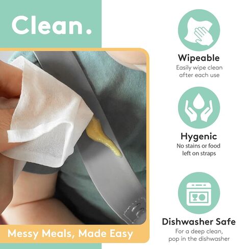 5 Point Silicone High Chair Harness - Wipe Clean - Gray | Easy-Wipe Silicone in Kuwait