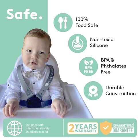 5 Point Silicone High Chair Harness - Wipe Clean - Gray | Easy-Wipe Silicone in Kuwait