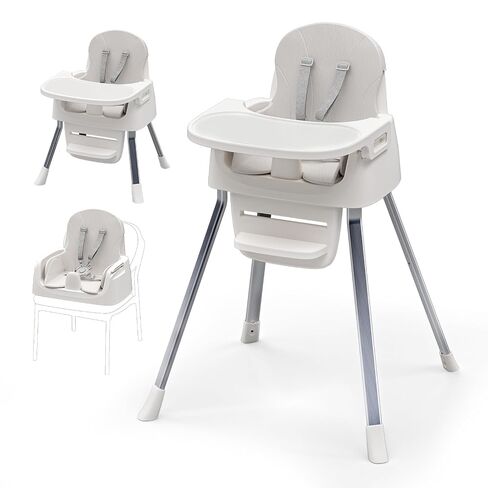 CheerKid 3in1 Baby Highchair for Months & Toddlers Easy Clean Booster Chair | Feeding Chairs with 5 Point Harness Convertible Seat, Adjustable Tray & Footrest, Dishwasher-Safe Tray & PU Leather Cushion in Kuwait