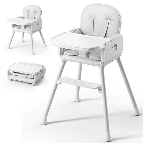 Obee Odee 3-in-1 Portable Baby High Chair for Babies and Toddlers (Grey) | Foldable High Chair for Toddlers with Adjustable Legs & Easy Clean Tray, Travel HighChairs for Indoor and Outdoor Use in Kuwait