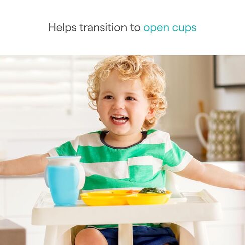 Munchkin Miracle 360 Sippy Cup for 6 Month Old, Spill Proof Baby and Toddler Cups with Transition Handles, 7 Ounce, 2 Pack, Pink/Purple in Kuwait
