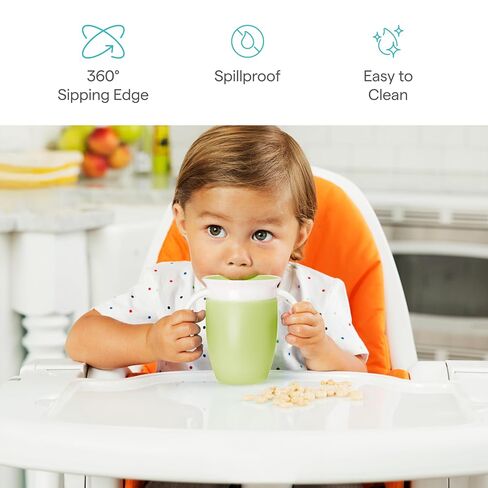 Munchkin Miracle 360 Sippy Cup for 6 Month Old, Spill Proof Baby and Toddler Cups with Transition Handles, 7 Ounce, 2 Pack, Pink/Purple in Kuwait