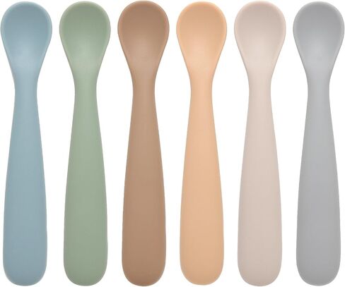 Eascrozn Baby Spoons, 6 Pack First Stage Silicone Feeding Spoons, BPA Free | BPA Free, , Soft Tip Feeding Baby Utensils in Kuwait