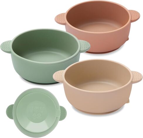 Eascrozn Baby Bowls with Suction, 3 Pack Baby Led Weaning Supplies, Soft Silicone Food Bowl for Babies Kids Toddlers, BPA Free, Microwave and Dishwasher Safe, Multicolor in Kuwait