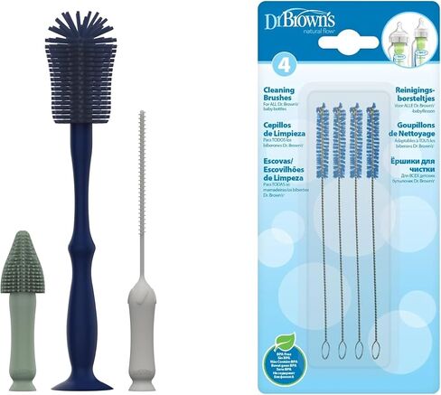 Dr. Brown's Silicone Cleaning Brush Set with Bottle, Spout, and Straw Brush, 3 Brushes to Clean Baby Bottles, Spouts, Nipples, and Straws, BPA Free – 3-Pack in Kuwait