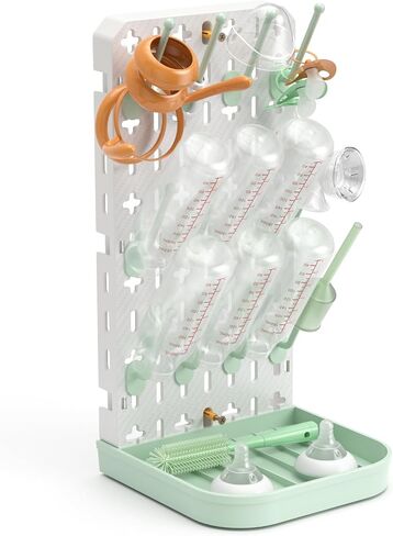 Baby Bottle Drying Rack Baby Bottle Holder Space Saving Bottle Dryer Rack Station Countertop Storage Organizer 12 Travel Bottle Drying Rack Vertical Breast Pump Part Plastic Bag Cup Dryer Tower White in Kuwait